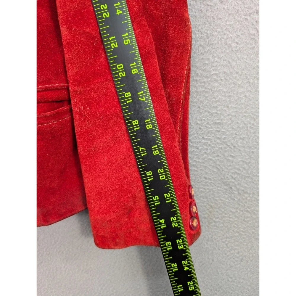 Vtg Dorby Casuals Blazer Jacket Womens 13/14 Red Suede One Button Western Grunge